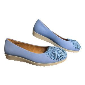 comfortview Light Blue Tassel Flats